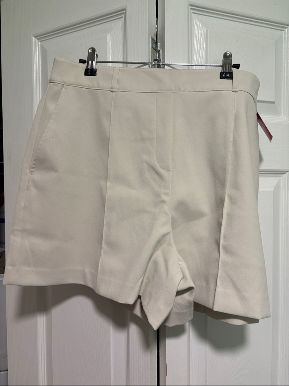 SPANX Cream High-waist Women’s Shorts with Tailored Front Seams